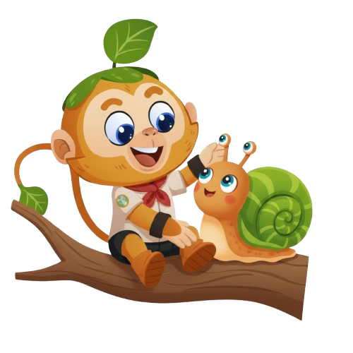 Si Monta dan Si Keong sedang bermain di atas Dahan Pohon Glamping Tahura Dago Pakar Bandung